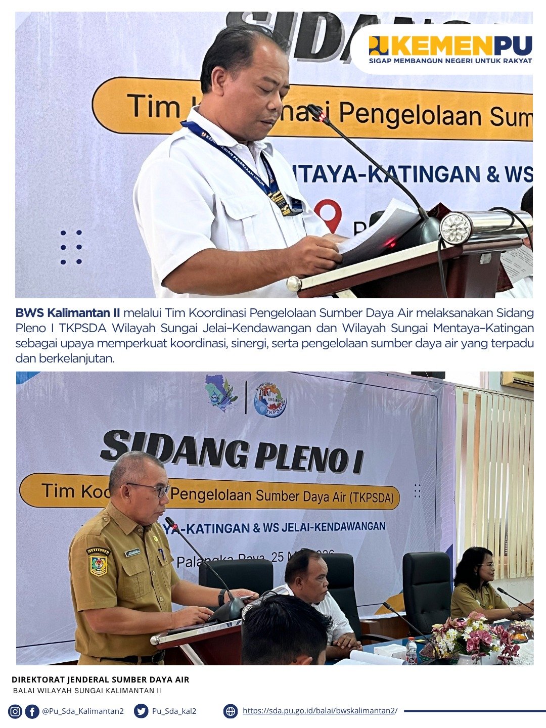 Sidang Pleno I TKPSDA WS Mentaya–Katingan dan WS Jelai–Kendawangan Tahun 2026